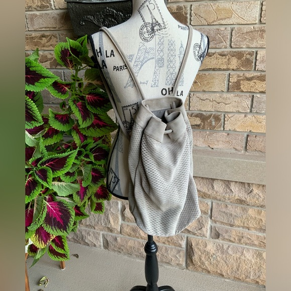 MONSERAT DE LUCCA Perforated Leather Suede Light Grey Small Backpack LIKE NEW - Picture 3 of 16